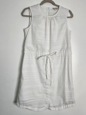 Gap White Burnout Stripe Shirt Dress M Front Tie Graduation Kentucky Derby